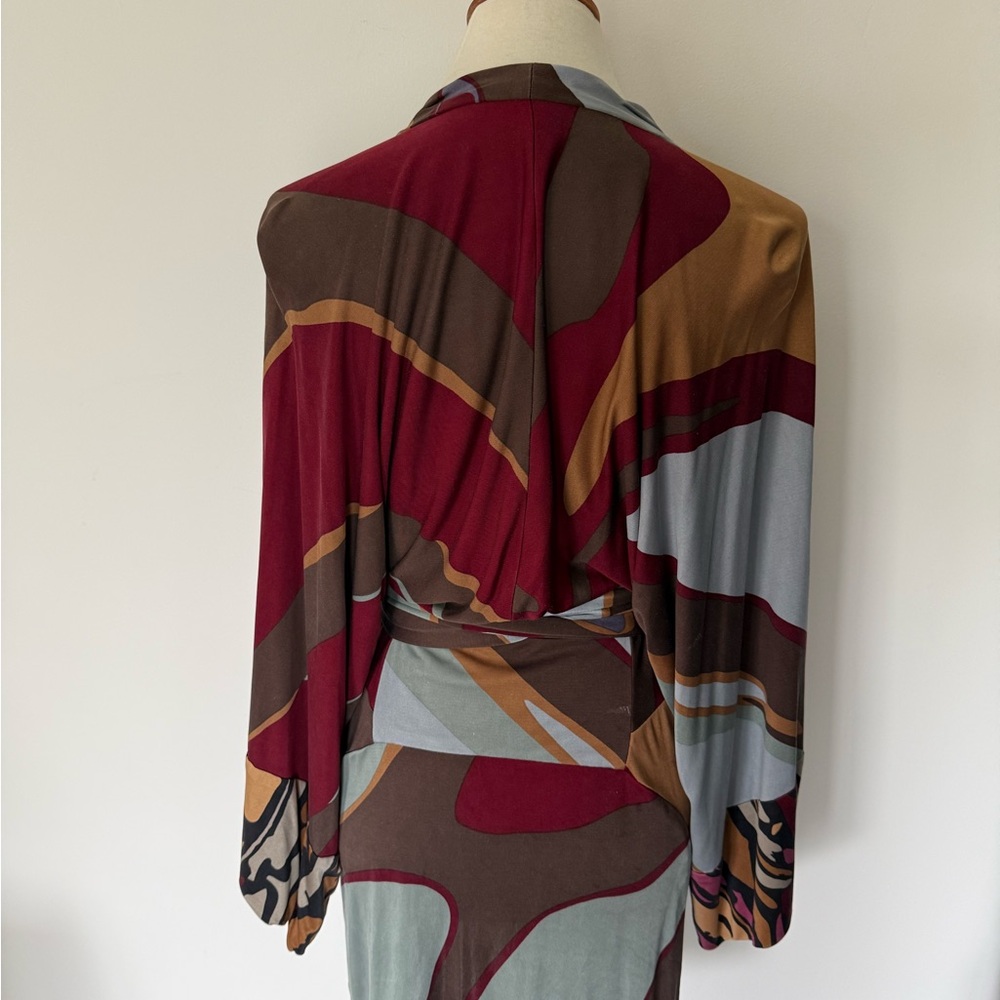 Issa London Red, slate blue and Brown Dress - Picture 3 of 5